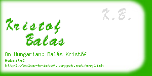 kristof balas business card
